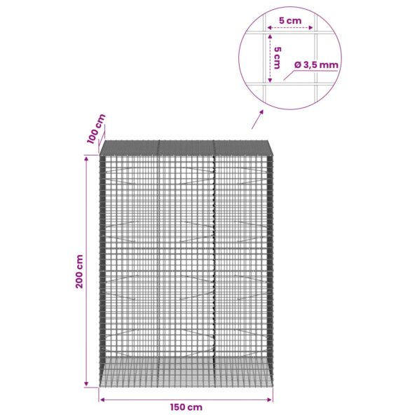 vidaXL Gabión s drôtom 3,5 mm a sieťou 5x5 cm 150x100x200 cm – Obrázok 6