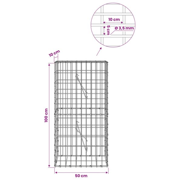 vidaXL Gabión s drôtom 3,5 mm a sieťou 5x10 cm 50x10x100 cm – Obrázok 6