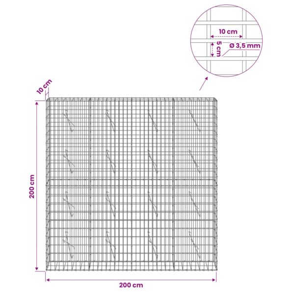 vidaXL Gabión s drôtom 3,5 mm a sieťou 5x10 cm 200x10x200 cm – Obrázok 6