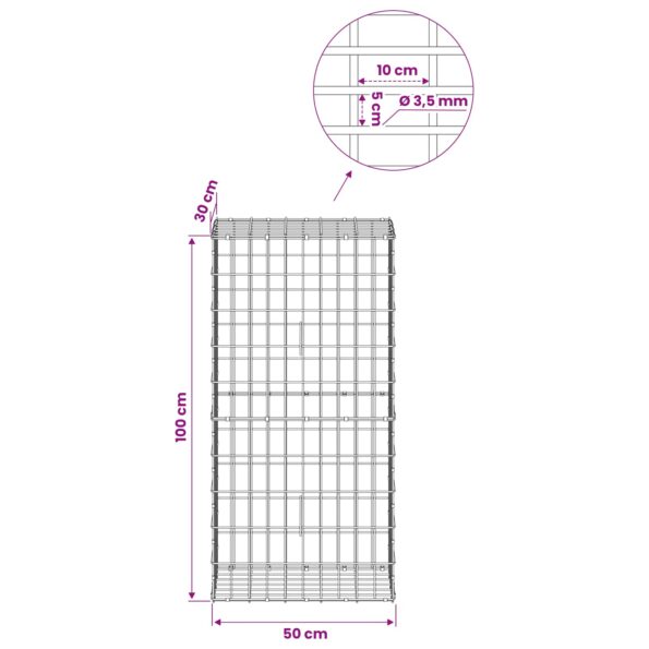 vidaXL Gabión s drôtom 3,5 mm a sieťou 5x10 cm 50x30x100 cm – Obrázok 6
