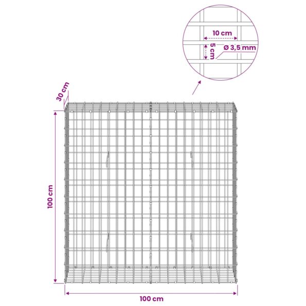 vidaXL Gabión s drôtom 3,5 mm a sieťou 5x10 cm 100x30x100 cm – Obrázok 6