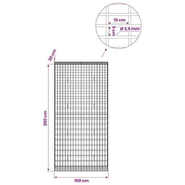 vidaXL Gabión s drôtom 3,5 mm a sieťou 5x10 cm 100x30x200 cm – Obrázok 6