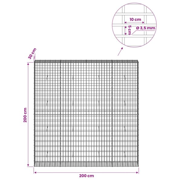 vidaXL Gabión s drôtom 3,5 mm a sieťou 5x10 cm 200x30x200 cm – Obrázok 6