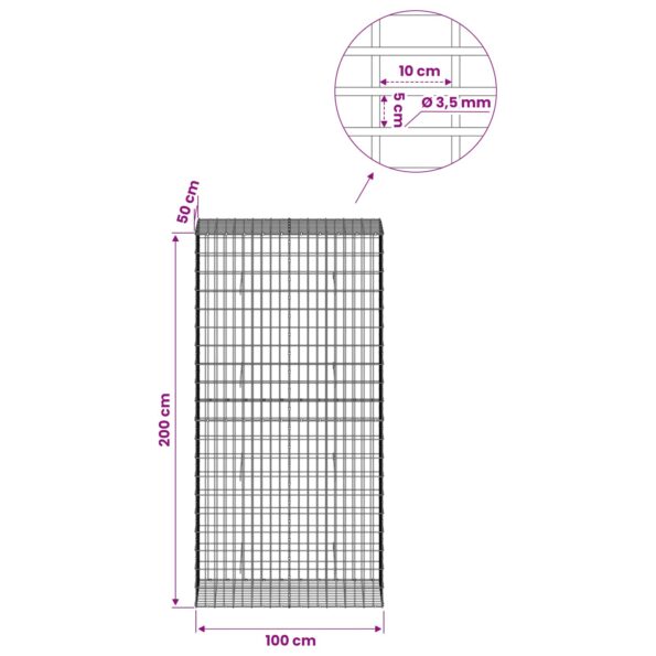 vidaXL Gabión s drôtom 3,5 mm a sieťou 5x10 cm 100x50x200 cm – Obrázok 6