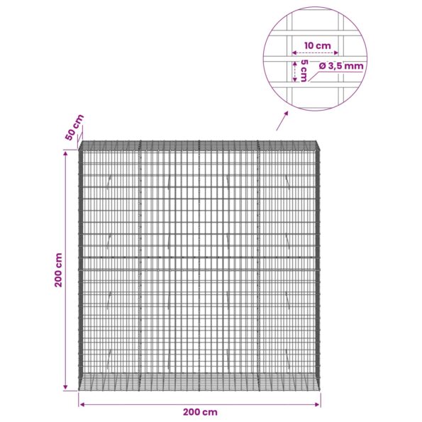 vidaXL Gabión s drôtom 3,5 mm a sieťou 5x10 cm 200x50x200 cm – Obrázok 6