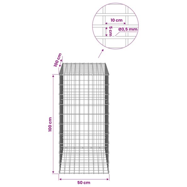 vidaXL Gabión s drôtom 3,5 mm a sieťou 5x10 cm 50x100x100 cm – Obrázok 6