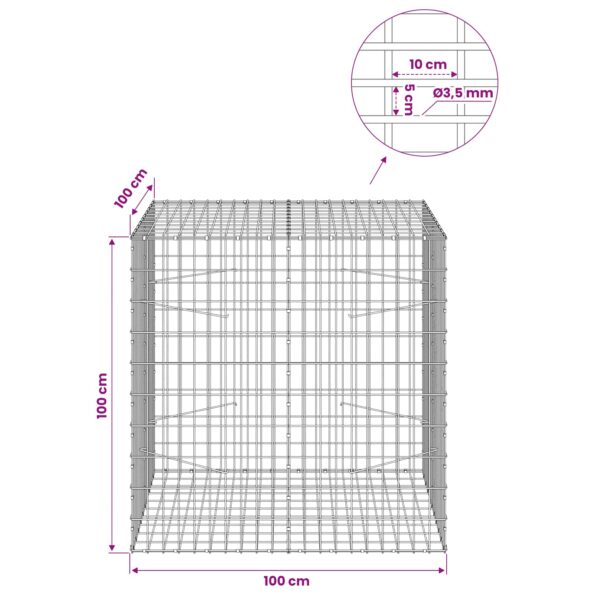 vidaXL Gabión s drôtom 3,5 mm a sieťou 5x10 cm 100x100x100 cm – Obrázok 6