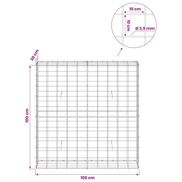 vidaXL Gabión s drôtom 3,5 mm a sieťou 10x10 cm 100x30x100 cm – Obrázok 6
