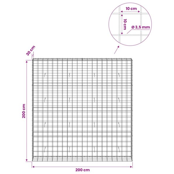 vidaXL Gabión s drôtom 3,5 mm a sieťou 10x10 cm 200x30x200 cm – Obrázok 6