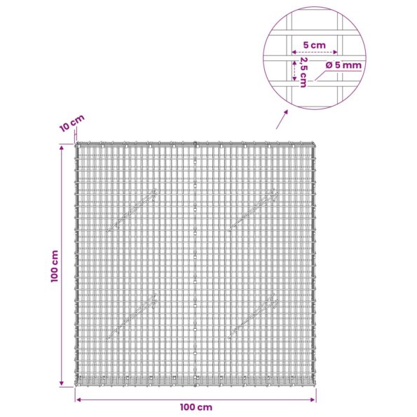 vidaXL Gabión s drôtom 5 mm a sieťou 5x2,5 cm 100x10x100 cm – Obrázok 6