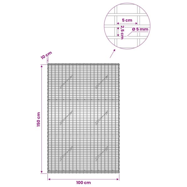 vidaXL Gabión s drôtom 5 mm a sieťou 5x2,5 cm 100x10x150 cm – Obrázok 6