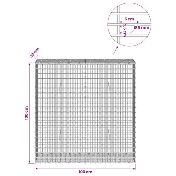vidaXL Gabión s drôtom 5 mm a sieťou 5x2,5 cm 100x30x100 cm – Obrázok 6