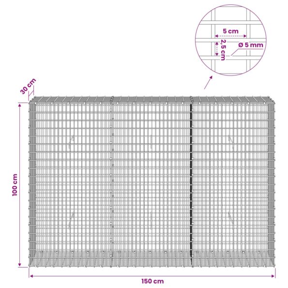 vidaXL Gabión s drôtom 5 mm a sieťou 5x2,5 cm 150x30x100 cm – Obrázok 6