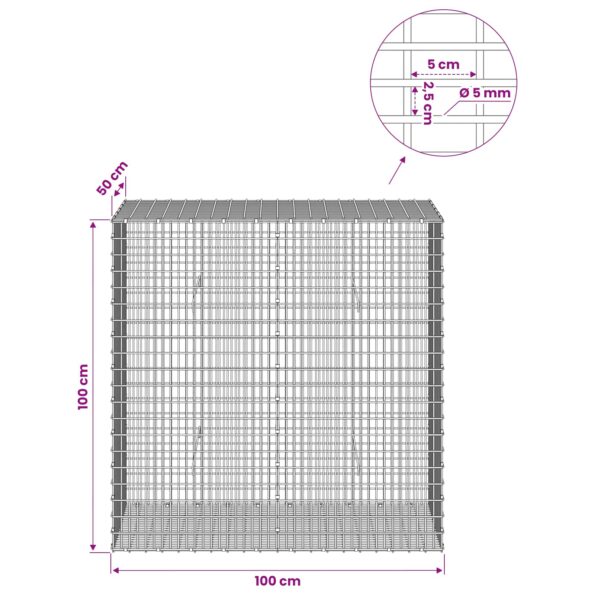 vidaXL Gabión s drôtom 5 mm a sieťou 5x2,5 cm 100x50x100 cm – Obrázok 6
