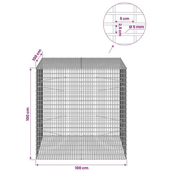 vidaXL Gabión s drôtom 5 mm a sieťou 5x2,5 cm 100x100x100 cm – Obrázok 6