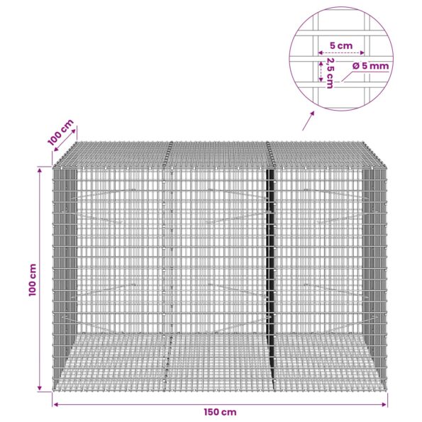 vidaXL Gabión s drôtom 5 mm a sieťou 5x2,5 cm 150x100x100 cm – Obrázok 6