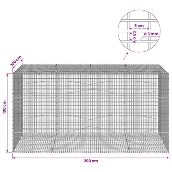 vidaXL Gabión s drôtom 5 mm a sieťou 5x2,5 cm 200x100x100 cm – Obrázok 6