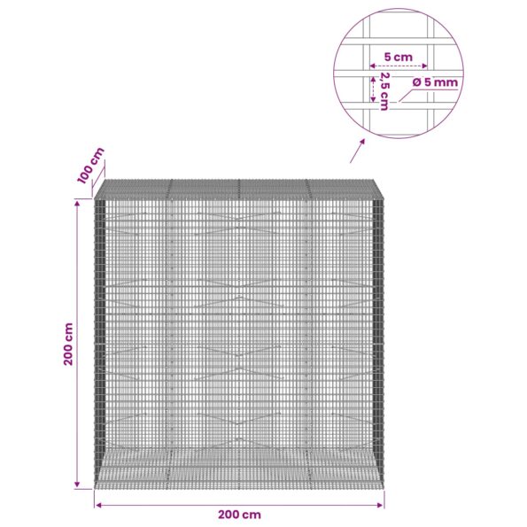 vidaXL Gabión s drôtom 5 mm a sieťou 5x2,5 cm 200x100x200 cm – Obrázok 6