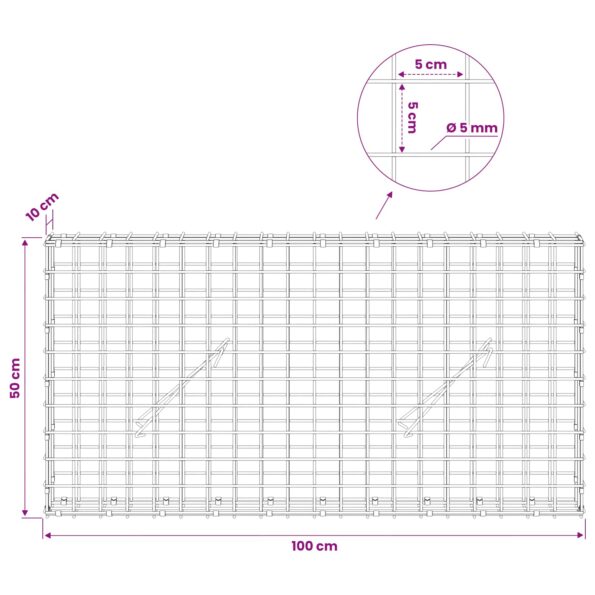 vidaXL Gabión s drôtom 5 mm a sieťou 5x5 cm 100x10x50 cm – Obrázok 6