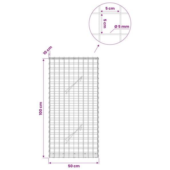 vidaXL Gabión s drôtom 5 mm a sieťou 5x5 cm 50x10x100 cm – Obrázok 6
