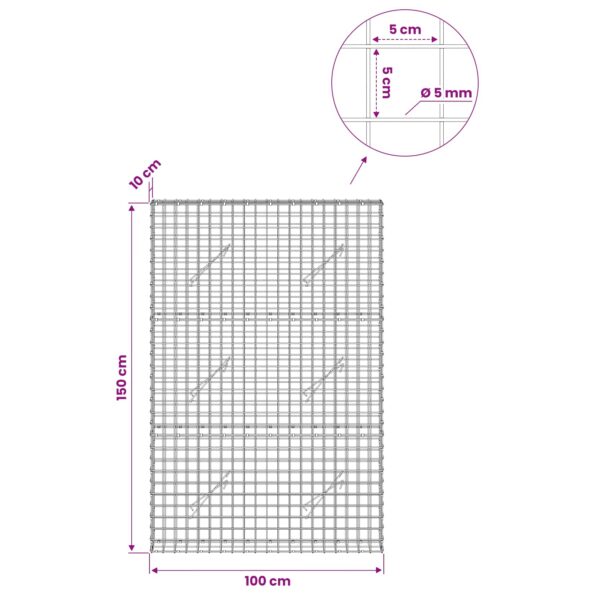 vidaXL Gabión s drôtom 5 mm a sieťou 5x5 cm 100x10x150 cm – Obrázok 6