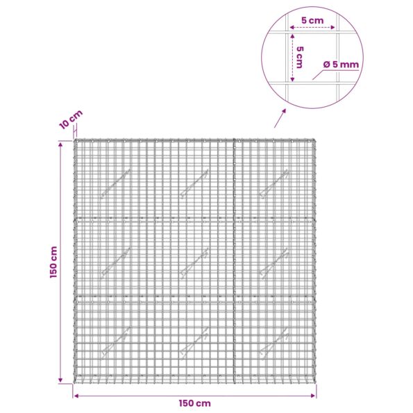 vidaXL Gabión s drôtom 5 mm a sieťou 5x5 cm 150x10x150 cm – Obrázok 6