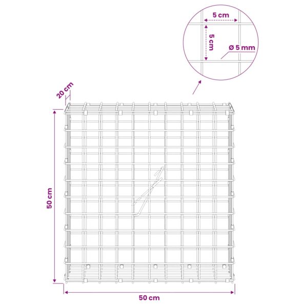 vidaXL Gabión s drôtom 5 mm a sieťou 5x5 cm 50x20x50 cm – Obrázok 6