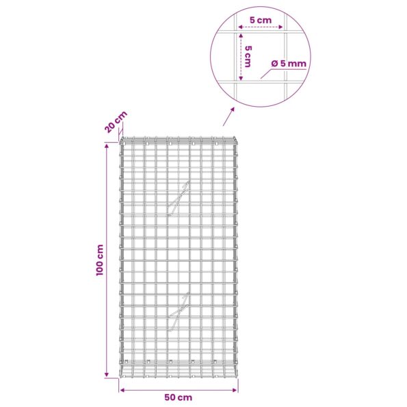 vidaXL Gabión s drôtom 5 mm a sieťou 5x5 cm 50x20x100 cm – Obrázok 6