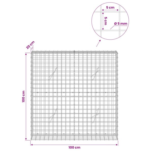 vidaXL Gabión s drôtom 5 mm a sieťou 5x5 cm 100x20x100 cm – Obrázok 6