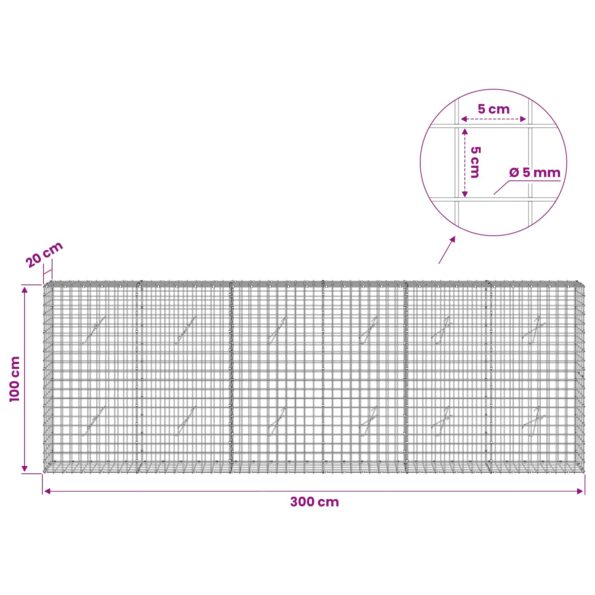 vidaXL Gabión s drôtom 5 mm a sieťou 5x5 cm 300x20x100 cm – Obrázok 6