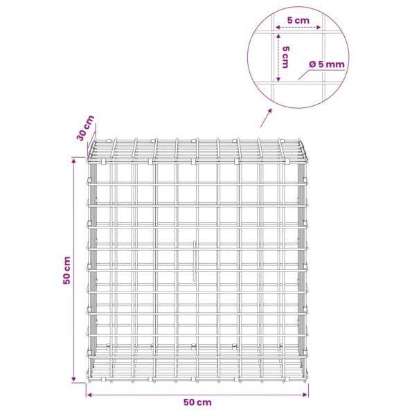 vidaXL Gabión s drôtom 5 mm a sieťou 5x5 cm 50x30x50 cm – Obrázok 6