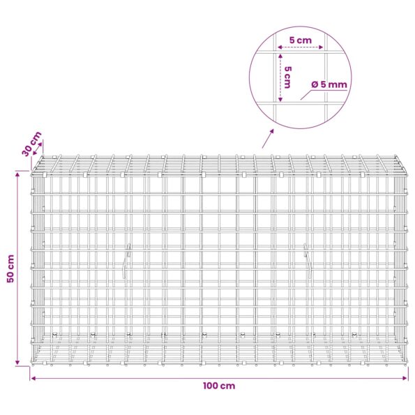 vidaXL Gabión s drôtom 5 mm a sieťou 5x5 cm 100x30x50 cm – Obrázok 6
