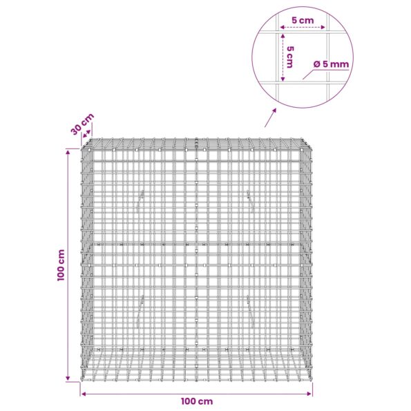 vidaXL Gabión s drôtom 5 mm a sieťou 5x5 cm 100x30x100 cm – Obrázok 6