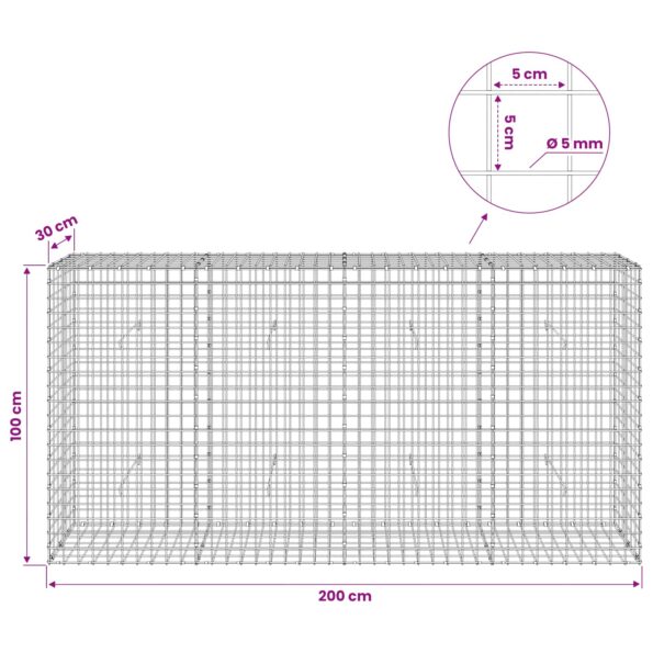 vidaXL Gabión s drôtom 5 mm a sieťou 5x5 cm 200x30x100 cm – Obrázok 6