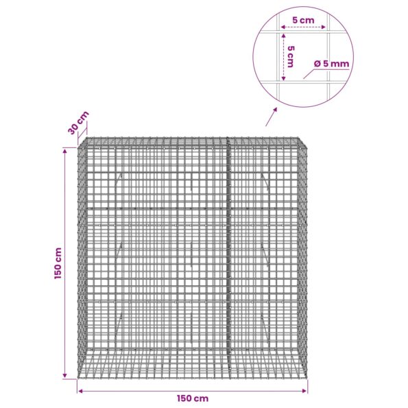 vidaXL Gabión s drôtom 5 mm a sieťou 5x5 cm 150x30x150 cm – Obrázok 6
