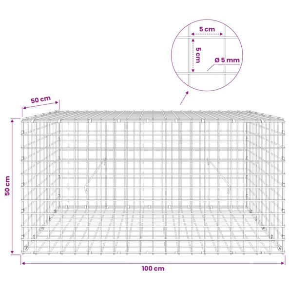 vidaXL Gabión s drôtom 5 mm a sieťou 5x5 cm 100x50x50 cm – Obrázok 6