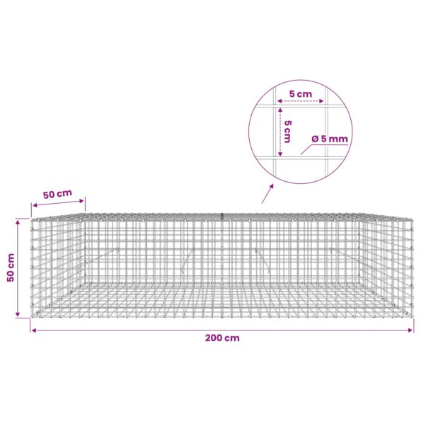 vidaXL Gabión s drôtom 5 mm a sieťou 5x5 cm 200x50x50 cm – Obrázok 6