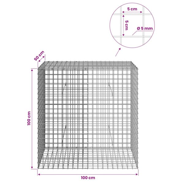 vidaXL Gabión s drôtom 5 mm a sieťou 5x5 cm 100x50x100 cm – Obrázok 6