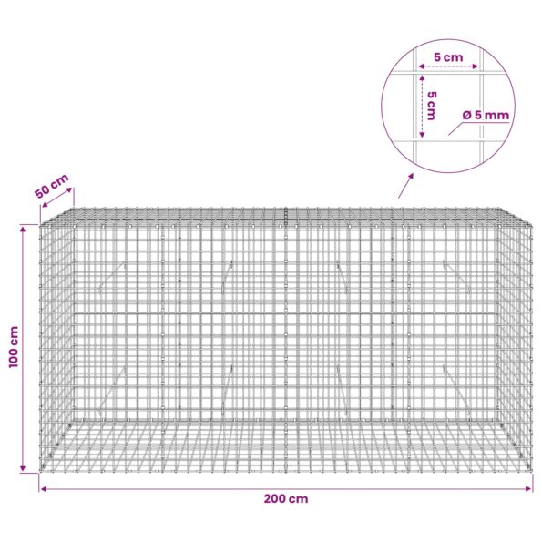 vidaXL Gabión s drôtom 5 mm a sieťou 5x5 cm 200x50x100 cm – Obrázok 6