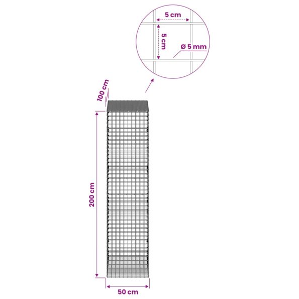 vidaXL Gabión s drôtom 5 mm a sieťou 5x5 cm 700x50x100 cm – Obrázok 6