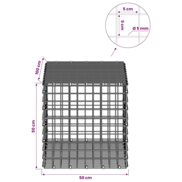 vidaXL Gabión s drôtom 5 mm a sieťou 5x5 cm 50x100x50 cm – Obrázok 6