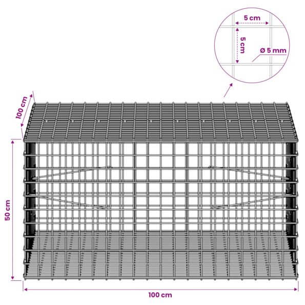 vidaXL Gabión s drôtom 5 mm a sieťou 5x5 cm 100x100x50 cm – Obrázok 6