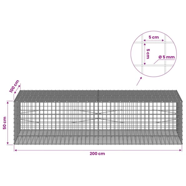 vidaXL Gabión s drôtom 5 mm a sieťou 5x5 cm 200x100x50 cm – Obrázok 6