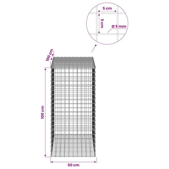 vidaXL Gabión s drôtom 5 mm a sieťou 5x5 cm 50x100x100 cm – Obrázok 6