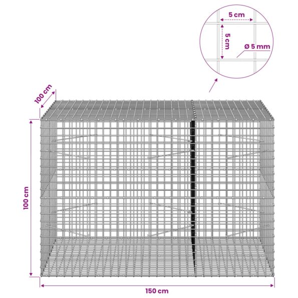 vidaXL Gabión s drôtom 5 mm a sieťou 5x5 cm 150x100x100 cm – Obrázok 6