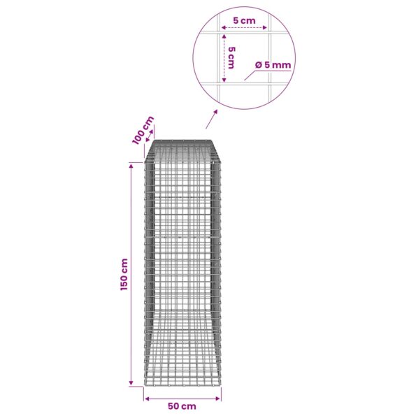 vidaXL Gabión s drôtom 5 mm a sieťou 5x5 cm 50x100x150 cm – Obrázok 6
