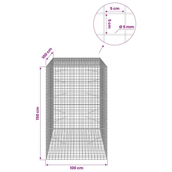 vidaXL Gabión s drôtom 5 mm a sieťou 5x5 cm 100x100x150 cm – Obrázok 6