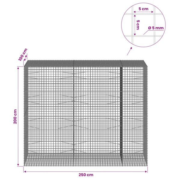 vidaXL Gabión s drôtom 5 mm a sieťou 5x5 cm 250x100x200 cm – Obrázok 6