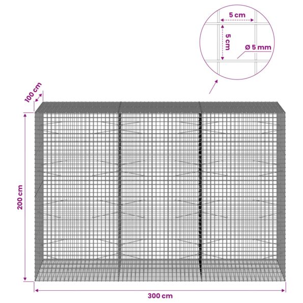 vidaXL Gabión s drôtom 5 mm a sieťou 5x5 cm 300x100x200 cm – Obrázok 6