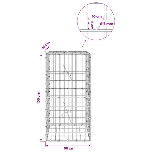 vidaXL Gabión s drôtom 5 mm a sieťou 5x10 cm 50x20x100 cm – Obrázok 6